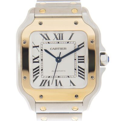 Cartier Santos Automatic Silvered Opaline Dial Steel and 18kt Yellow ...