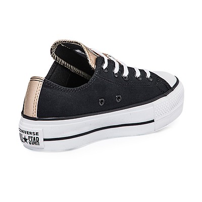 Converse negras best sale con dorado