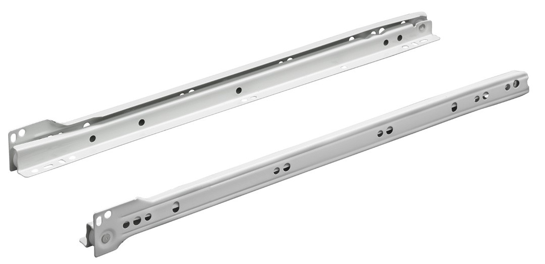 VALJČNO VODILO ZA PREDAL HETTICH DIY, 550 MM/15 KG, DELNI IZVLEK, BELA