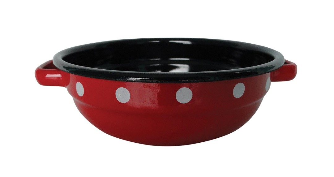 POSODA ZA PRIPRAVO HRANE EMO 14 CM SKLEDA BELE PIKE EMAJL