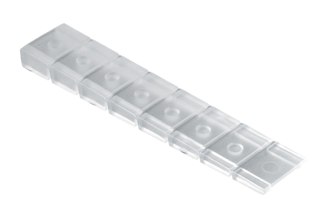 ZAGOZDA ZA POHIŠTVO HETTICH DIY 8X20X100 MM PVC, PROZORNA, V ZAVOJU JE 4 KOS