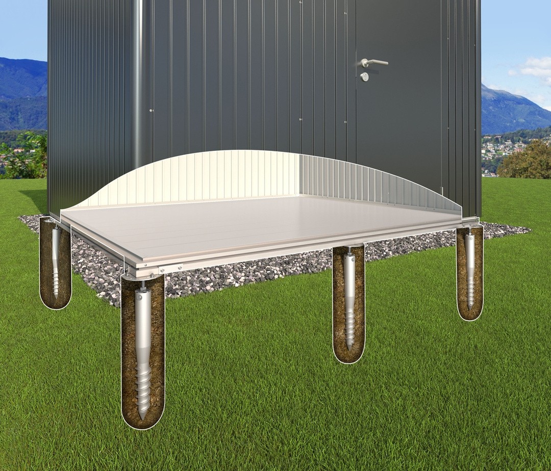 DODATKI ZA KOVINSKE HIŠKE BIOHORT 252X132 CM TEMELJ Z ZEMELJSKIMI VIJAKI H1, P1