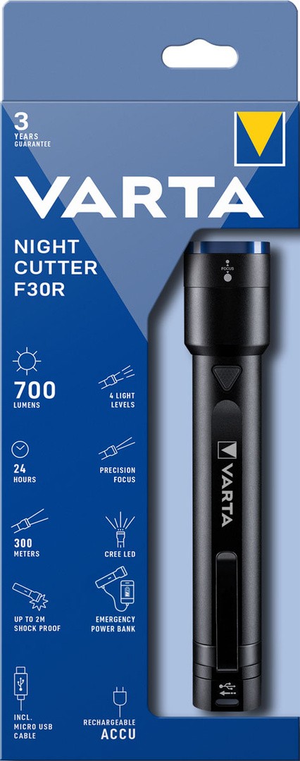 POLNILNA BATERIJSKA SVETILKA VARTA NIGHT CUTTER F30R, 10W CREE LED