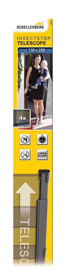 SCHELLENBERG TELESKOPSKA ZAŠČITNA ZAVESA PROTI INSEKTOM ZA VRATA 130X250 CM ANTRACIT