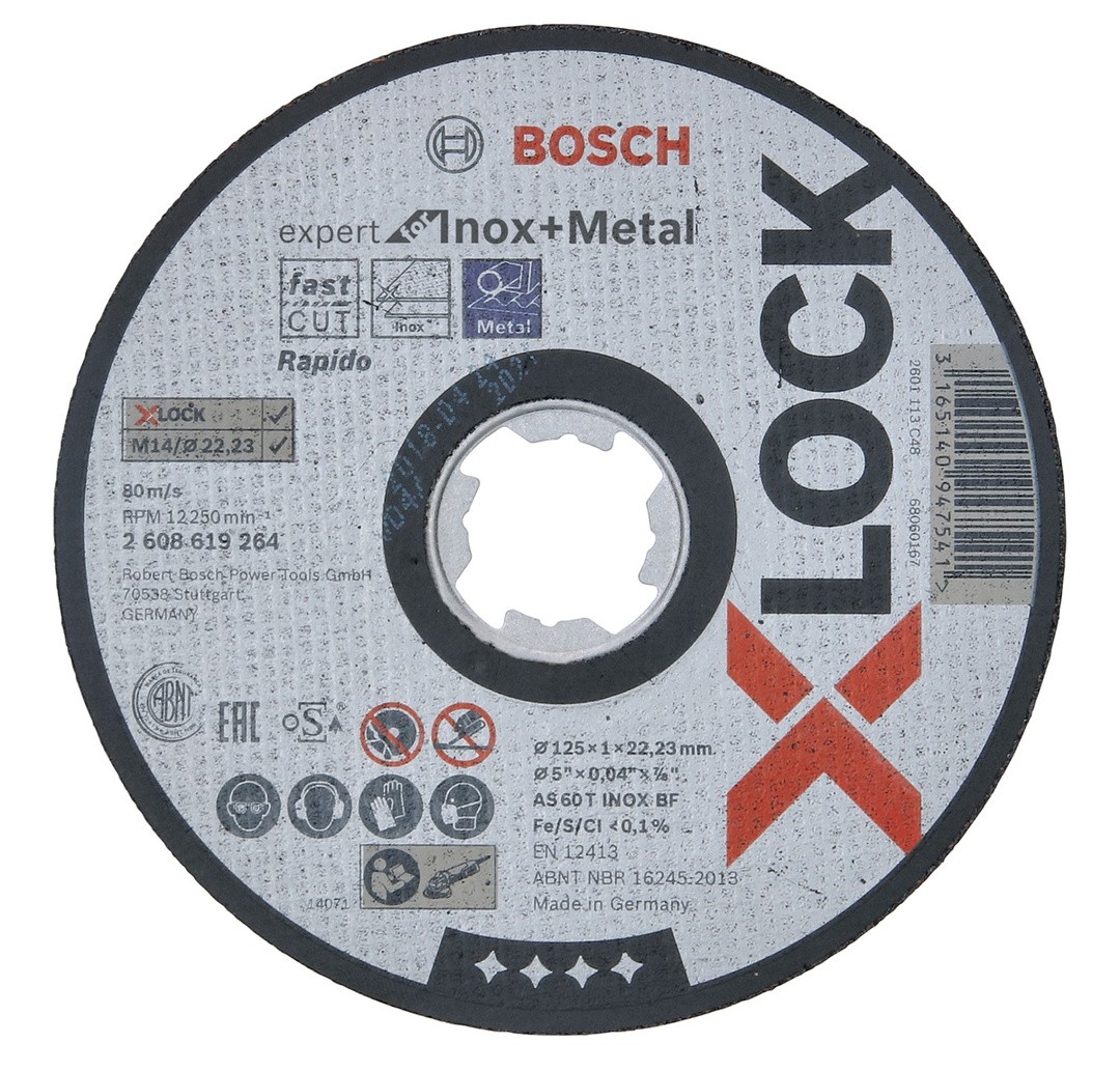 REZALNA PLOŠČA X-LOCK EXPERT FORINOX & METAL 125X1X22.23MM, RAVNA