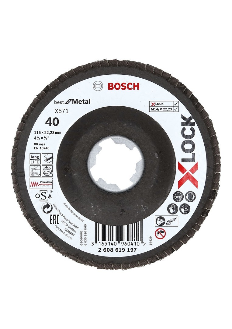 LAMELNI BRUSNI DISK POŠ. BOSCH 115X22.23MM G40 X-LOCK X571 ZA KOVINO