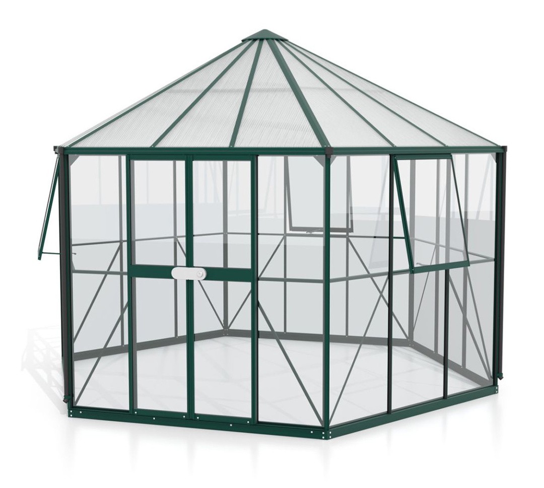 RASTLINJAK, STEKLO-V.PLOŠ VITAVIA PAVILJON HERA 9000 ESG/VP 3/6MM SMARAGDNA 3.8X3.8M