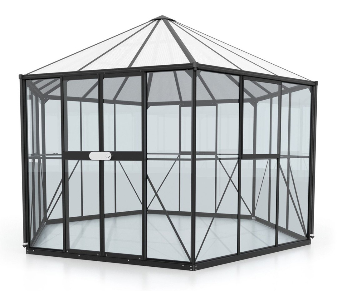RASTLINJAK, STEKLO-V.PLOŠ VITAVIA PAVILJON HERA 9000 ESG/VP 3/6MM ČRNA 3.8X3.8M