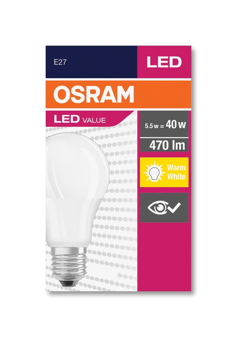 LED ŽARNICA E27 OSRAM CLA40 4.9W/827 FR 220-240V