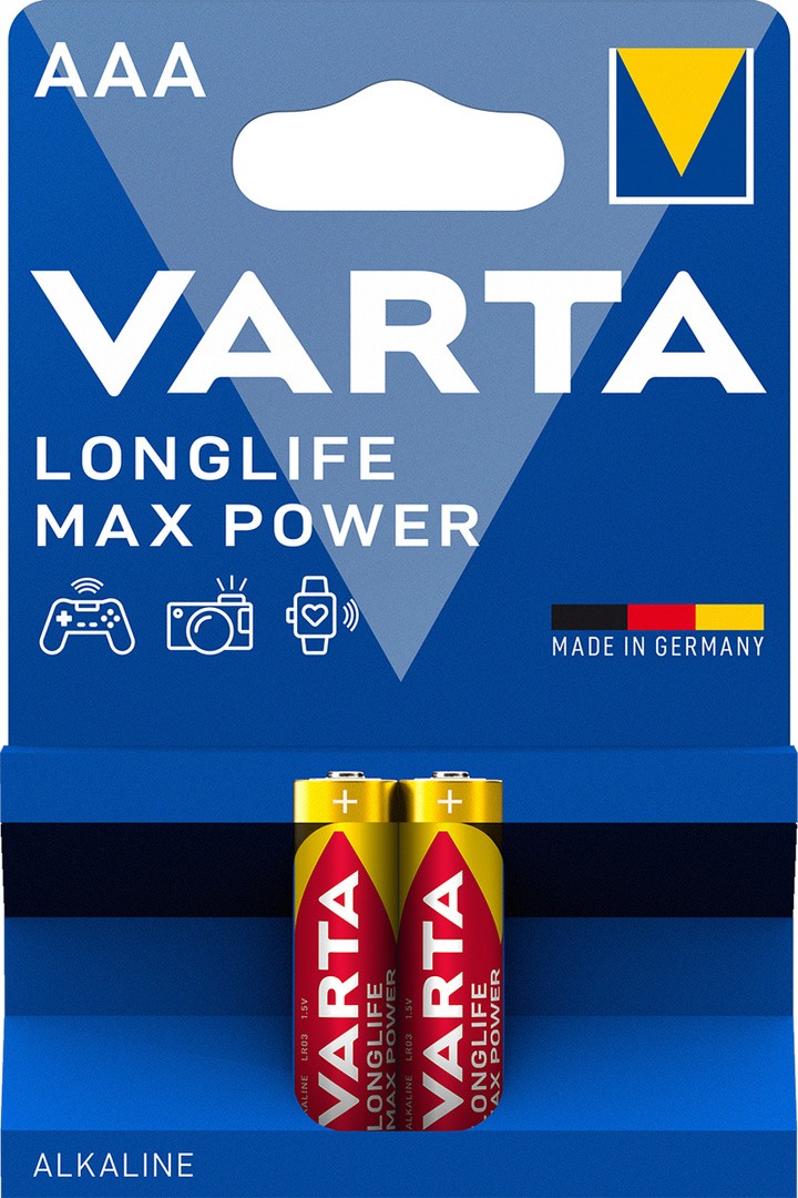 ALKALNI BATERIJSKI VLOŽEK VARTA LR03 1.5V MAX POWER 2 AAA 2/1