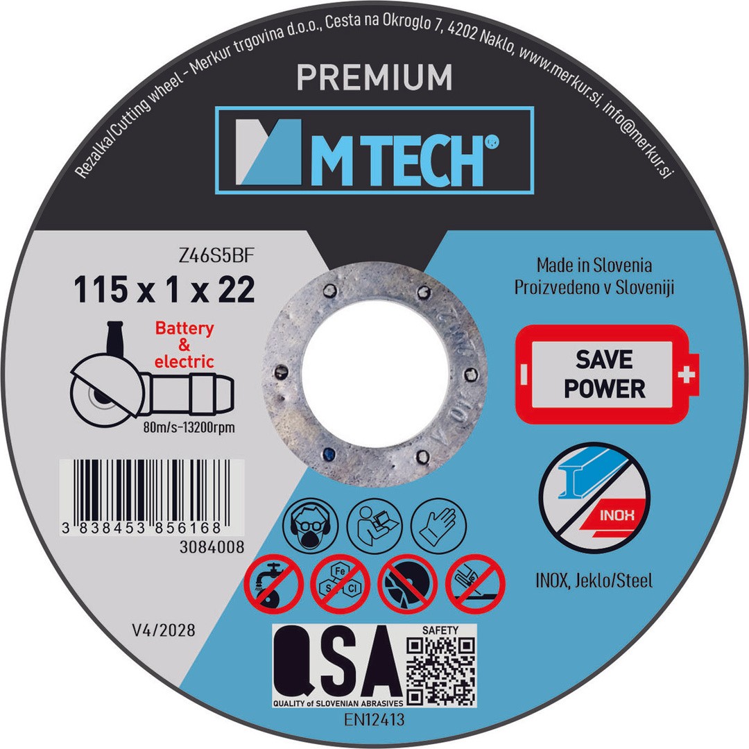 REZALNA PLOŠČA ZA RF MTECH 115X1X22 PREMIUM SAVE POWER