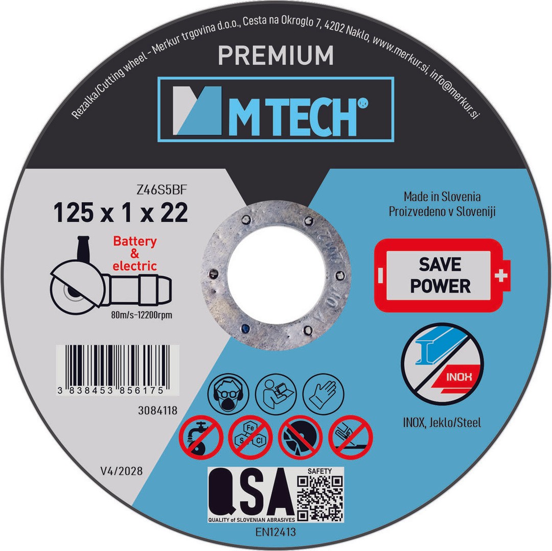 REZALNA PLOŠČA ZA RF MTECH 125X1X22 PREMIUM SAVE POWER