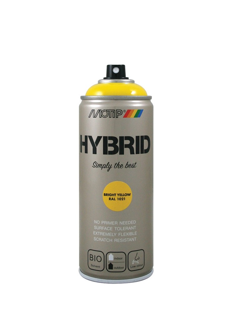 BARVNI SPREJ MOTIP HYBRID RAL.: 1021 400 ML RUMENI