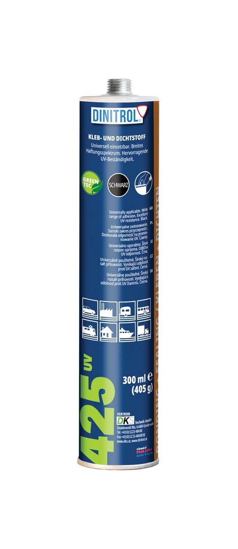 DINITROL 425 UV 300 ML ČRN - UNIVERZALNA ENOKOMPONENTNA POLIURETANSKA LEPILNA IN TESNILNA MASA