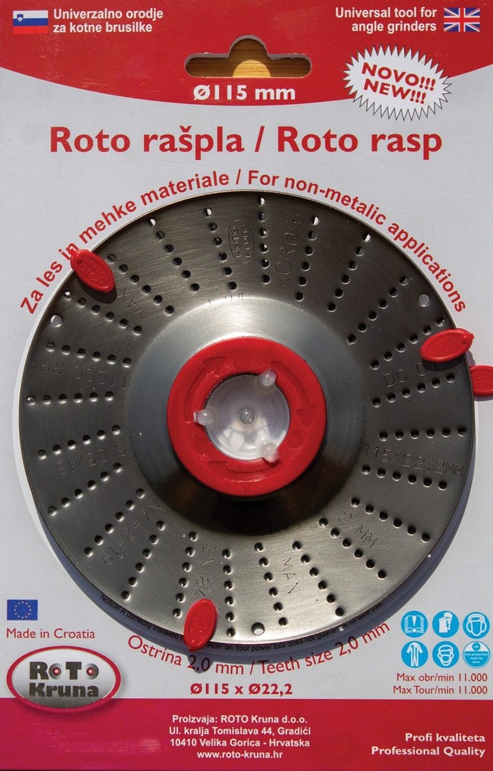 STRGALNA PLOŠČA ZA LES ROTO KRUNA ROTO RAŠPLA FI 115 MM 2.0 MM