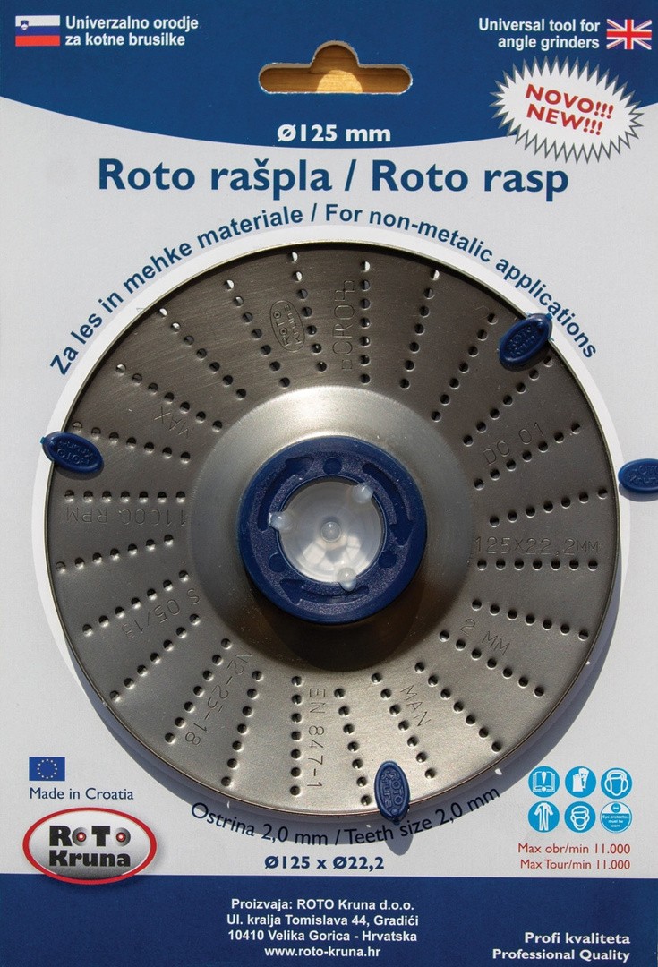 STRGALNA PLOŠČA ZA LES ROTO KRUNA ROTO RAŠPLA FI 125 MM 2.0 MM