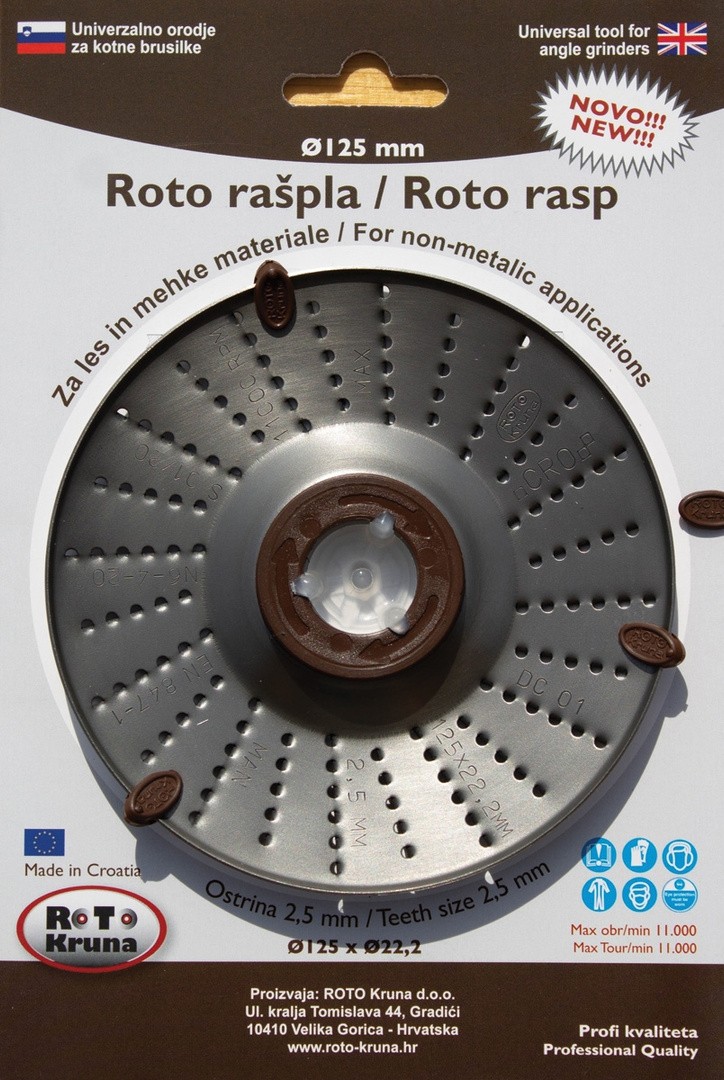 STRGALNA PLOŠČA ZA LES ROTO KRUNA ROTO RAŠPLA FI 125 MM 2.5 MM