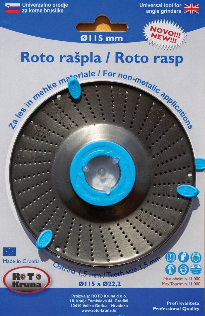STRGALNA PLOŠČA ZA LES ROTO KRUNA ROTO RAŠPLA FI 115 MM 1.5 MM