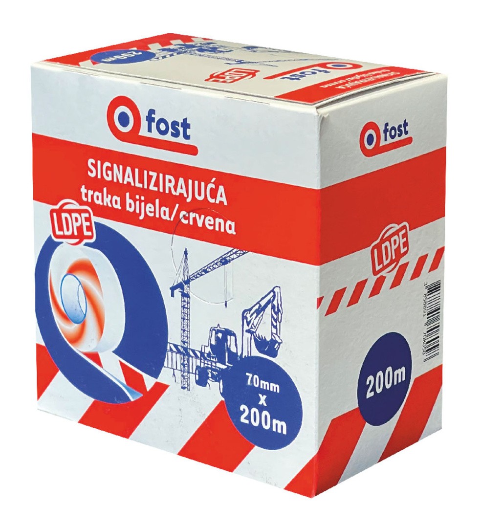 OZNAČEVALNO - OPOZORILNI TRAK FOST RDEČE - BEL 200M X 70MM