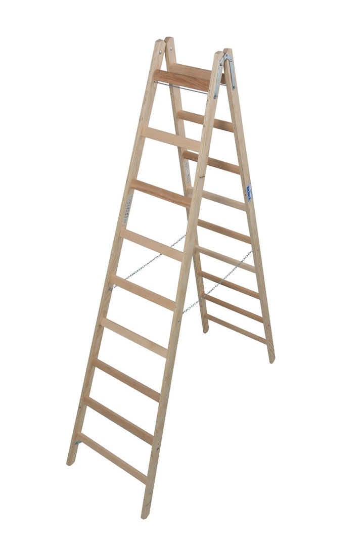 PROSTOSTOJEČA LESTEV KRAUSE STABILO 2X9 STOPNIC LESENA 2.4M