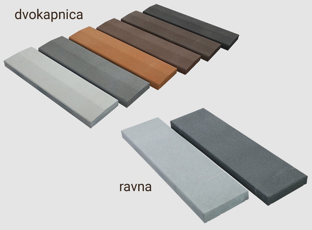 BETONSKI IZDELEK ZOBEC STREHA TIPO 28X80CM SIVA RAVNA