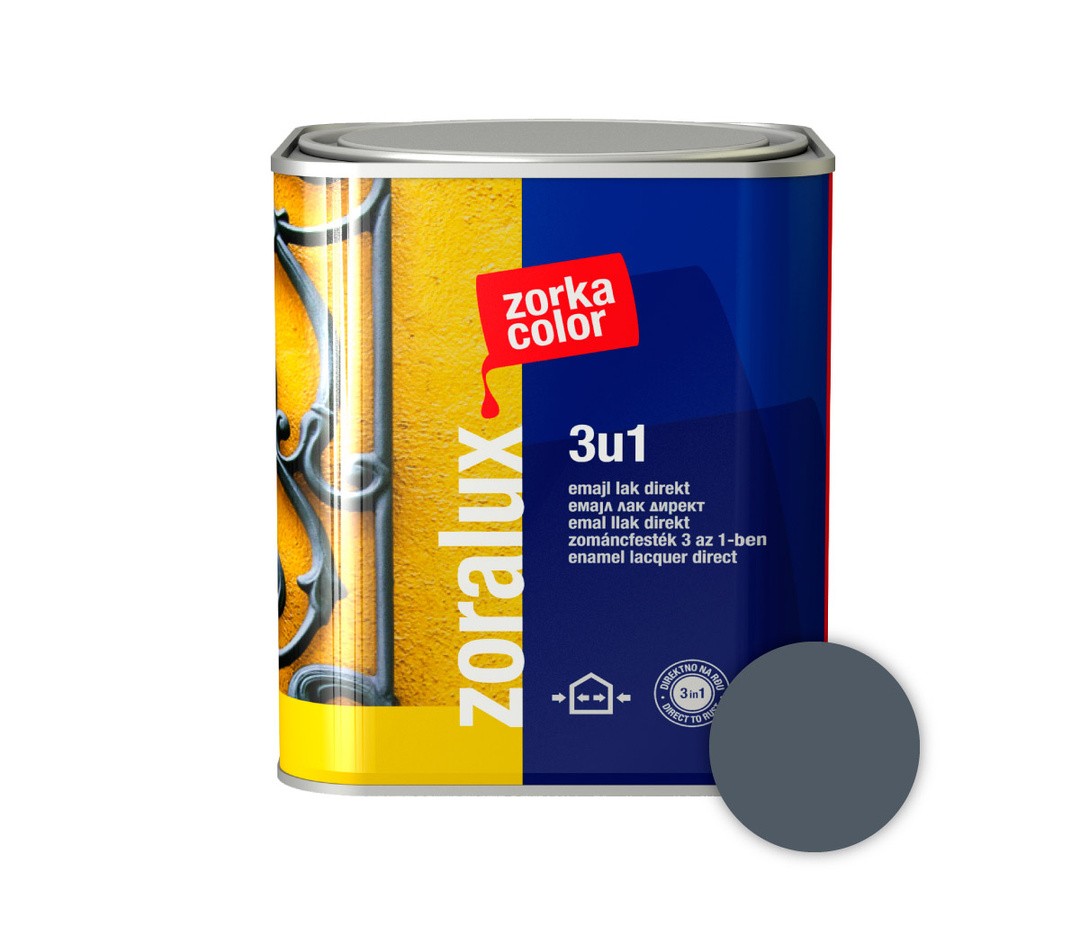 ANTIKOROZIVNI PREMAZ ZORKA DEKOR ZORALUX 3V1 EMAJL LAK DIREKT ANTRAC. 0.75L 7016
