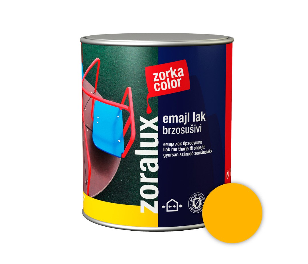 POKRIV.PREM.ZA KOV.,LES ZORKA DEKOR ZORALUX EMAJL LAK RUMEN 0.75 L 2436 HITROSUŠEČI