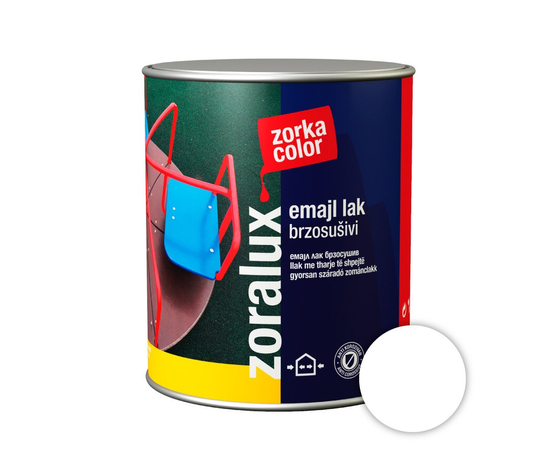 POKRIV.PREM.ZA KOV.,LES ZORKA DEKOR ZORALUX EMAJL LAK BELA 0.75 L 1503 HITROSUŠEČI