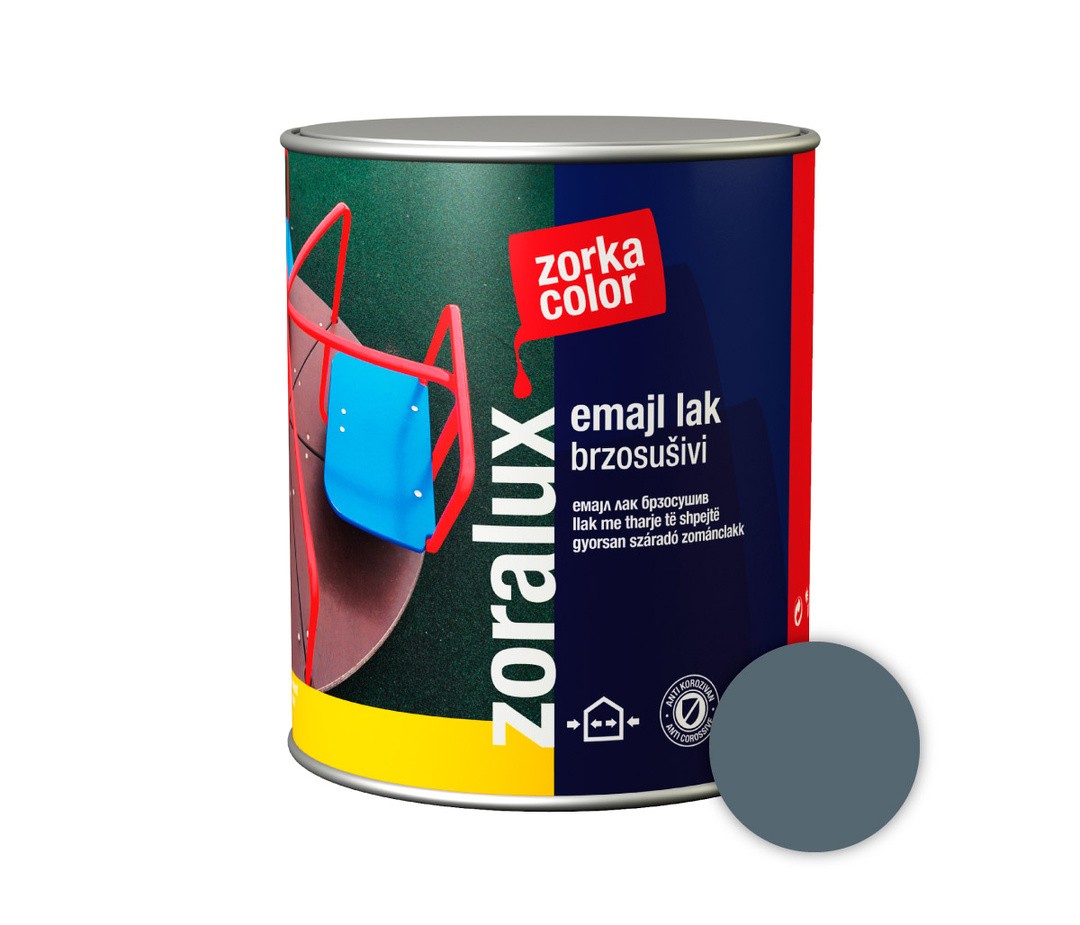 POKRIV.PREM.ZA KOV.,LES ZORKA DEKOR ZORALUX EMAJL LAK SIVA 0.75 L 7001 HITROSUŠEČI