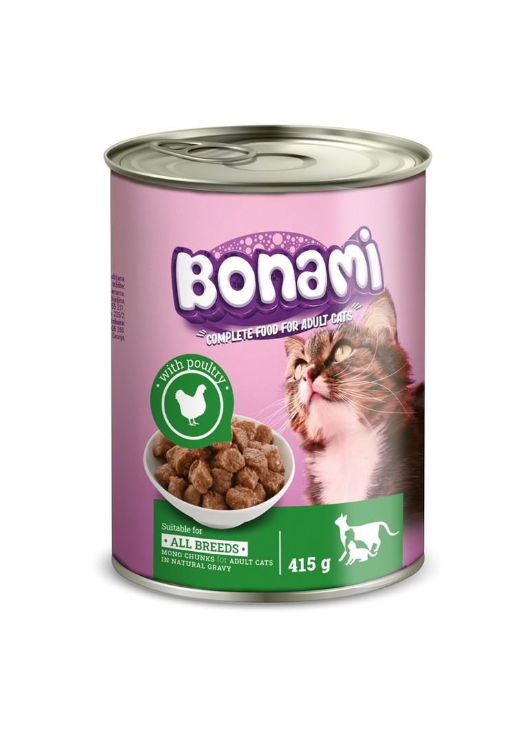 MOKRA HRANA ZA MAČKA BONAMI PLOČEVINKA PERUTNINA 415 G