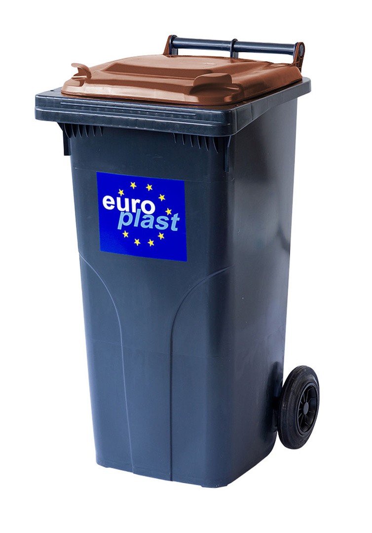 KONTEJNER - ZABOJNIK EKO LUX SMETNJAK 120 L PVC ČRN / RJAV ZABOJNIK+KOLO+OS