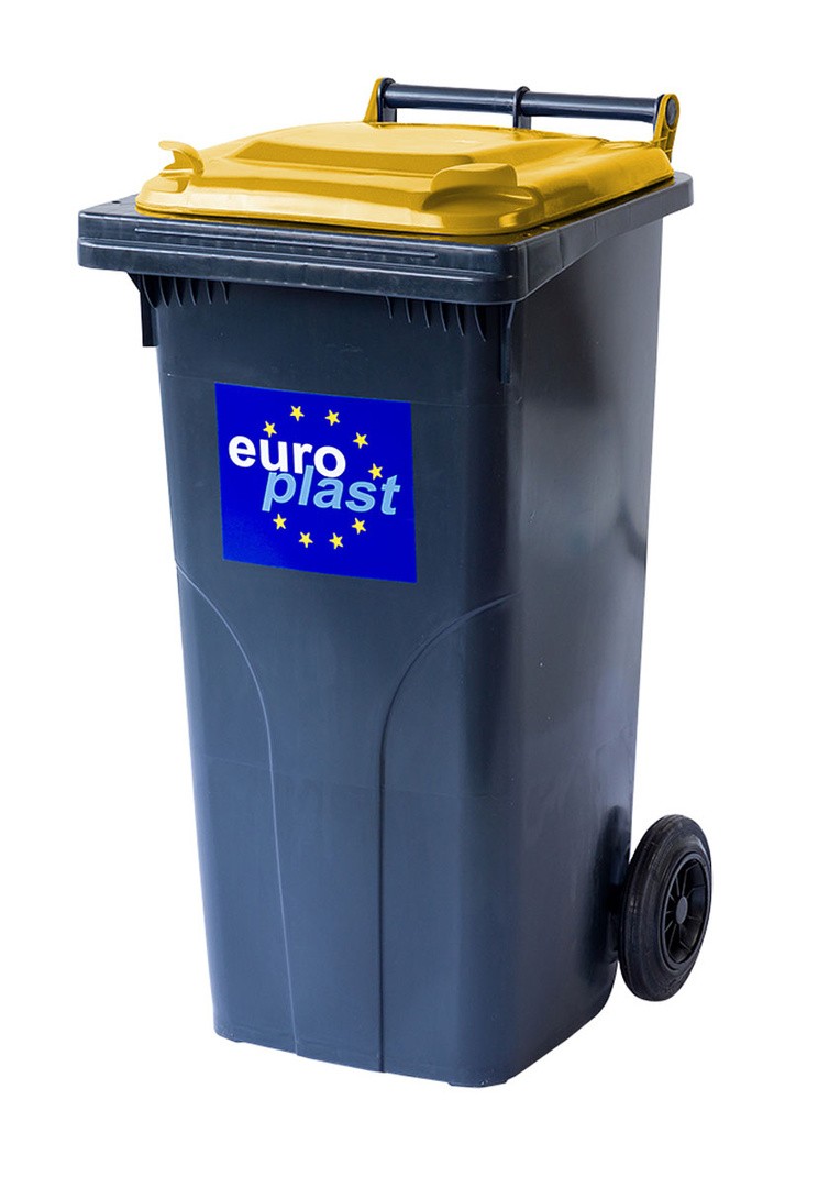 KONTEJNER - ZABOJNIK EKO LUX SMETNJAK 120 L PVC ČRN / RUMEN ZABOJNIK+KOLO+OS