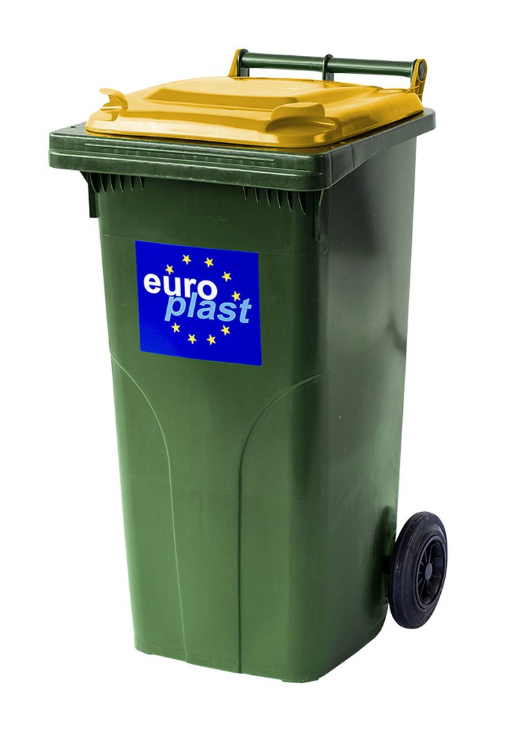 KONTEJNER - ZABOJNIK EKO LUX SMETNJAK 120 L PVC ZELEN/ RUMEN ZABOJNIK+KOLO+OS