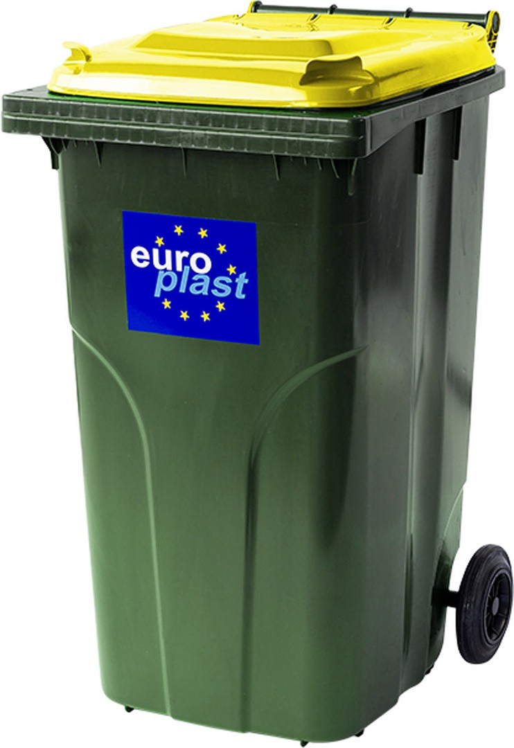 KONTEJNER - ZABOJNIK EKO LUX SMETNJAK 240 L PVC ZELEN/ RUMEN ZABOJNIK+KOLO+OS