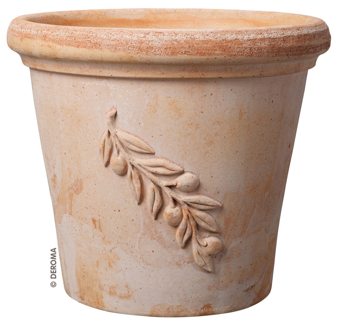GLINENI ZUNANJI LONEC DEROMA CILINDRO OLIVE TERRACOTTA 30 CM