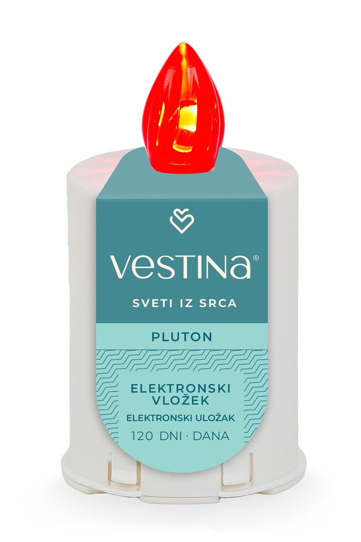ELEKTRONSKI VLOŽEK ZA NAGROBNO SVEČO VESTINA PLUTON PLAMEN 120 DNI