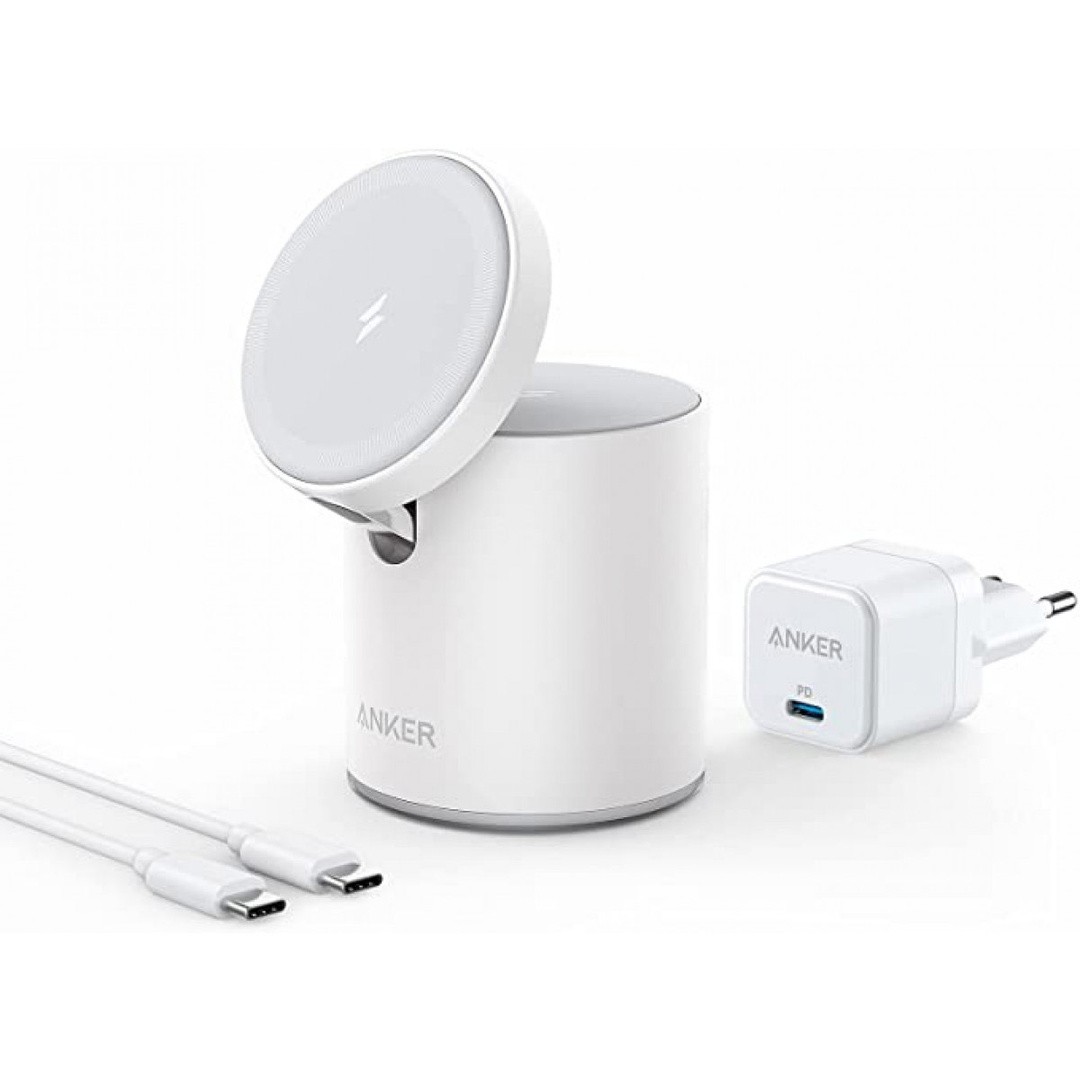 POLNILNIK ZA GSM ANKER POWERWAVE MAG-GO 2IN1 BELA