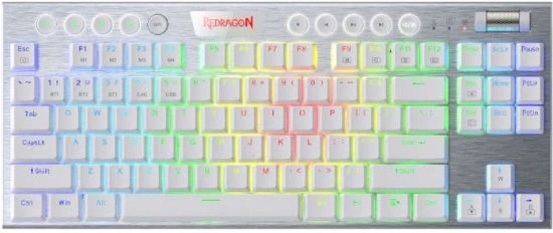GAMING TIPKOVNICA REDRAGON HORUS TKL K621W RGB BELA ŽIČNA/BREZŽIČNA, MEHANSKA