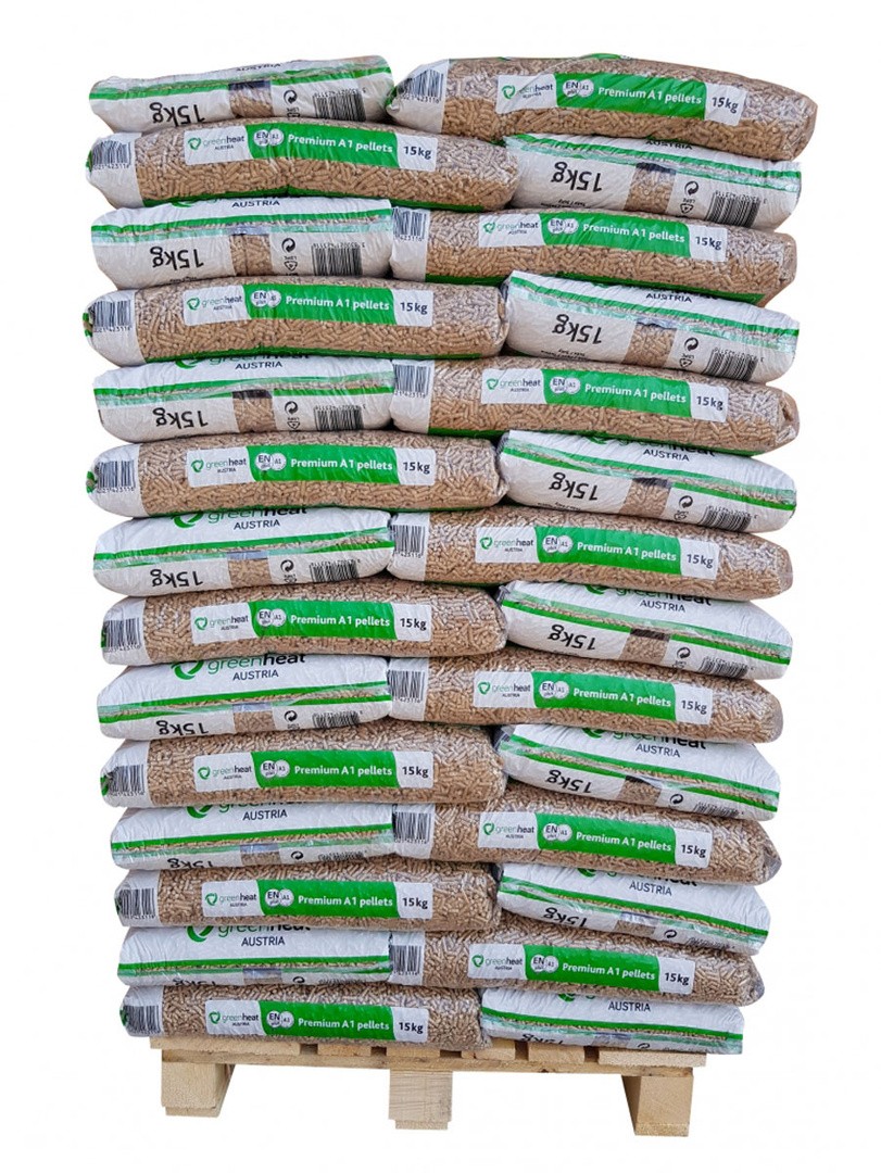 PELETI GREENHEAT A1 15 KG, PALETA Z DOSTAVO, 70 VREČ/PALETA