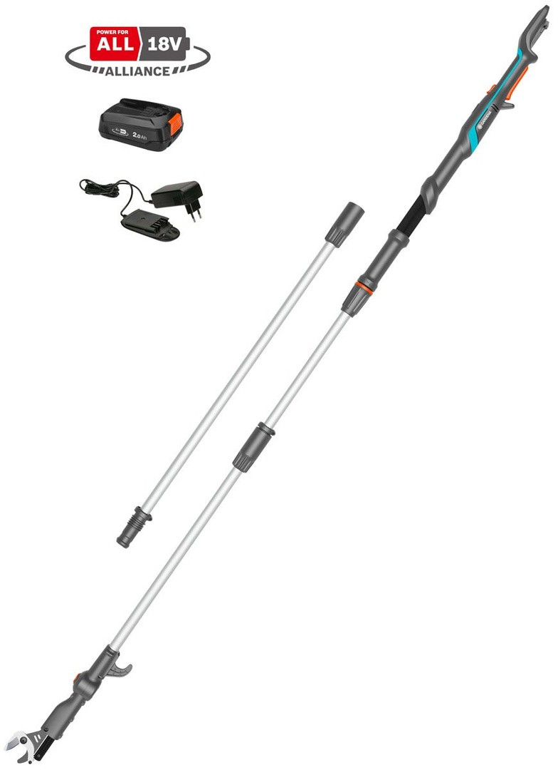 TELESKOPSKE AKU. ŠKARJE GARDENA HIGHCUT 360 18V ZA VEJE P4A SET