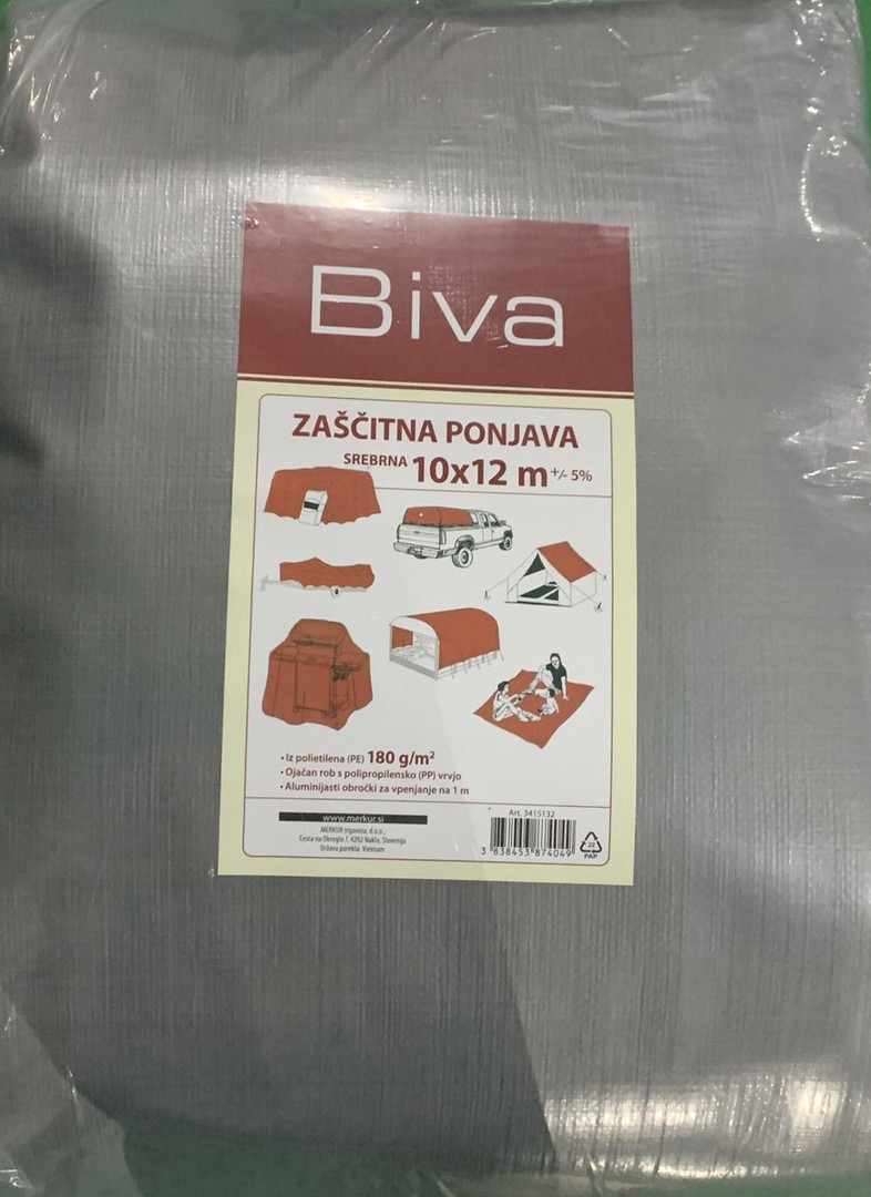 ZAŠČITNA PONJAVA BIVA ZAŠČITNA PONJAVA 10X12 M 180G/M2 SREBRNA