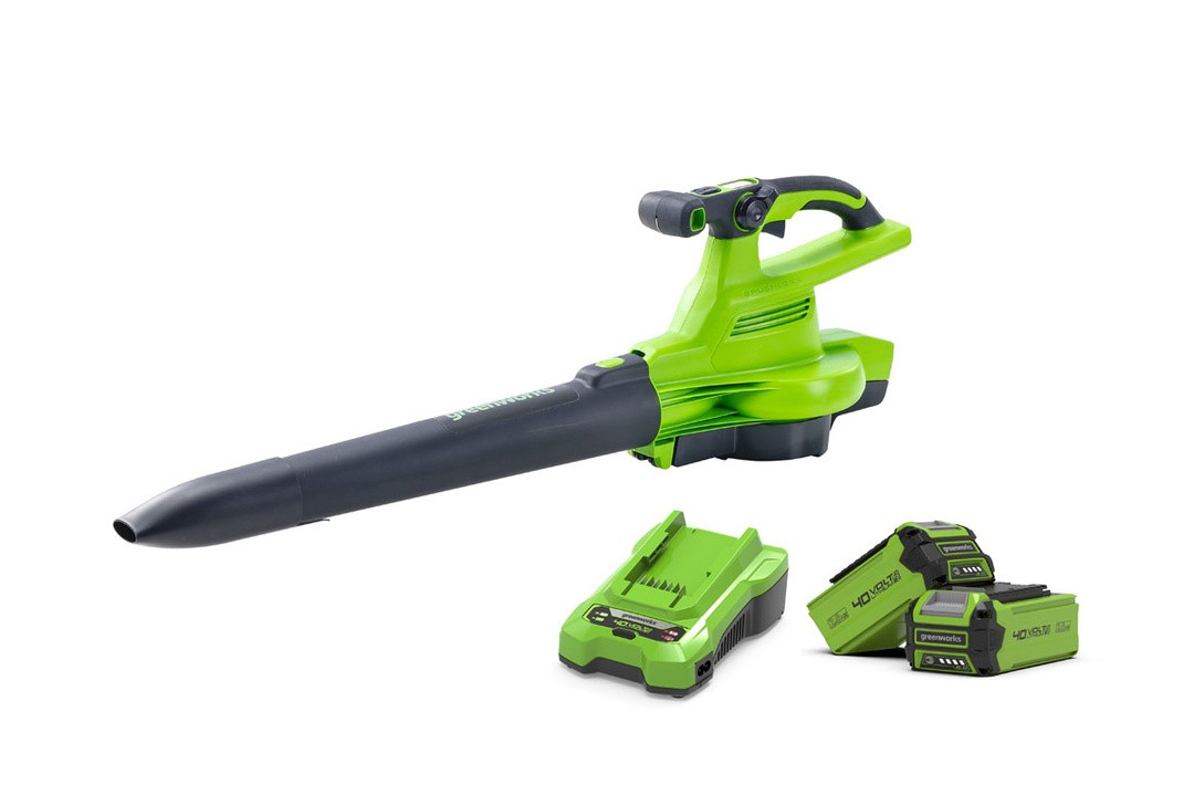 AKUMUL. SESALNIK/PUHALNIK GREENWORKS 40V SESALNIK 2X 2 AH Z BATERIJO IN POLNILNIKOM