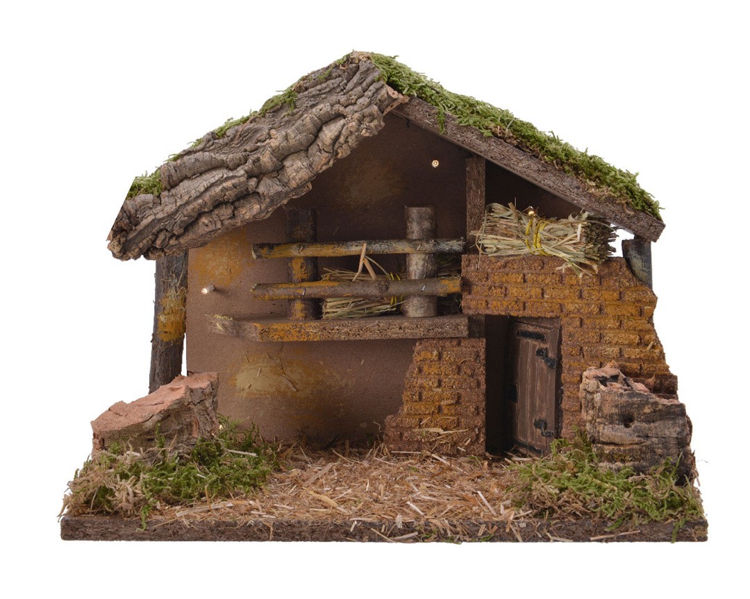 JASLICE DECORIS SKEDENJ Z LUBJEM IN MAHOM Z LUČKAMI, 30X17X21 CM