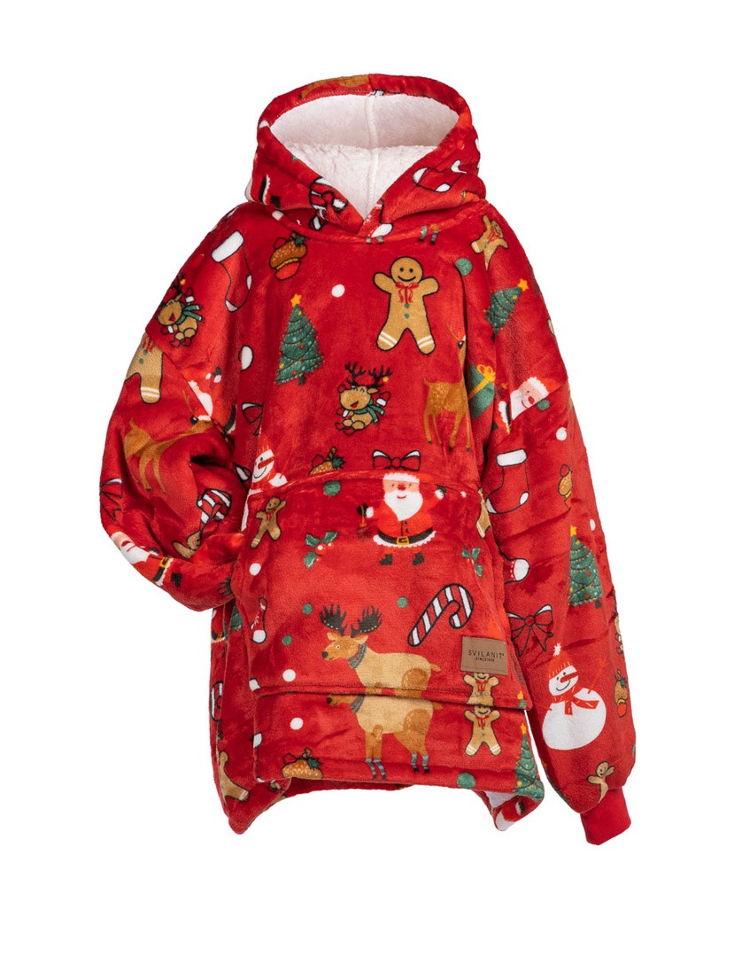 DEKORATIVNA ODEJA SVILANIT HOODIE OTROŠKI RED XMASS &NOGAVICE