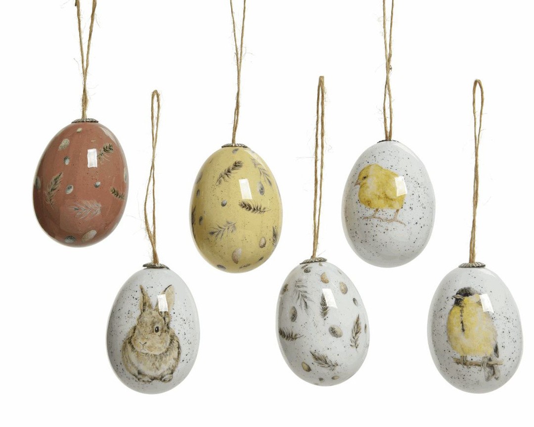 VELIKONOČNI PROGRAM DECORIS JAJČKA 6/1 4X6 CM RJAV/BEL/RUMEN