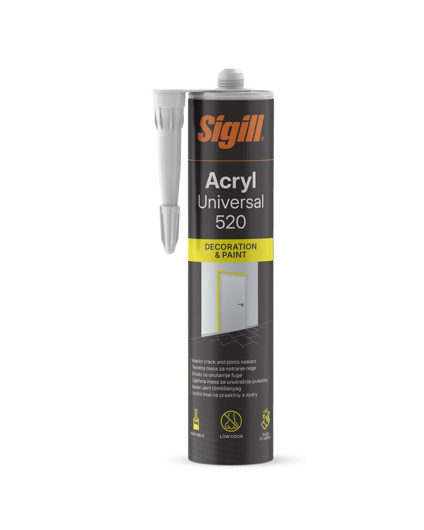 AKRILNA TESNILNA MASA SIGILL ACRYL UNIVERSAL 520 WHITE 280 ML DECORATION&PAINT
