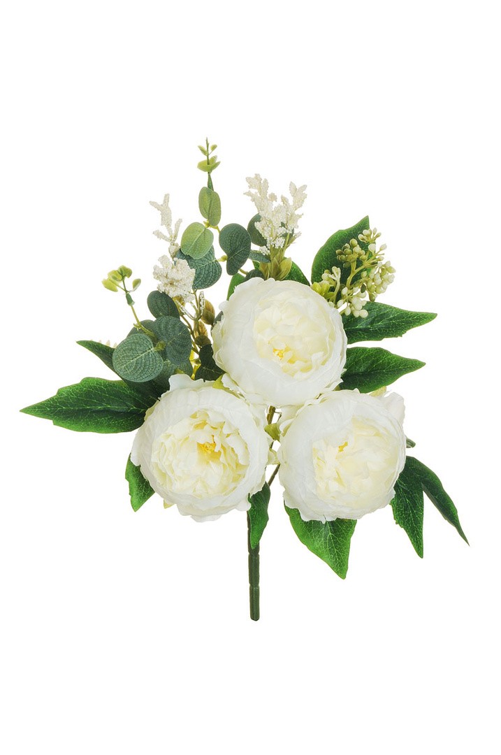 UMETNO CVETJE EVERGREENS POTONIKA V ŠOPKU BELA 37 CM