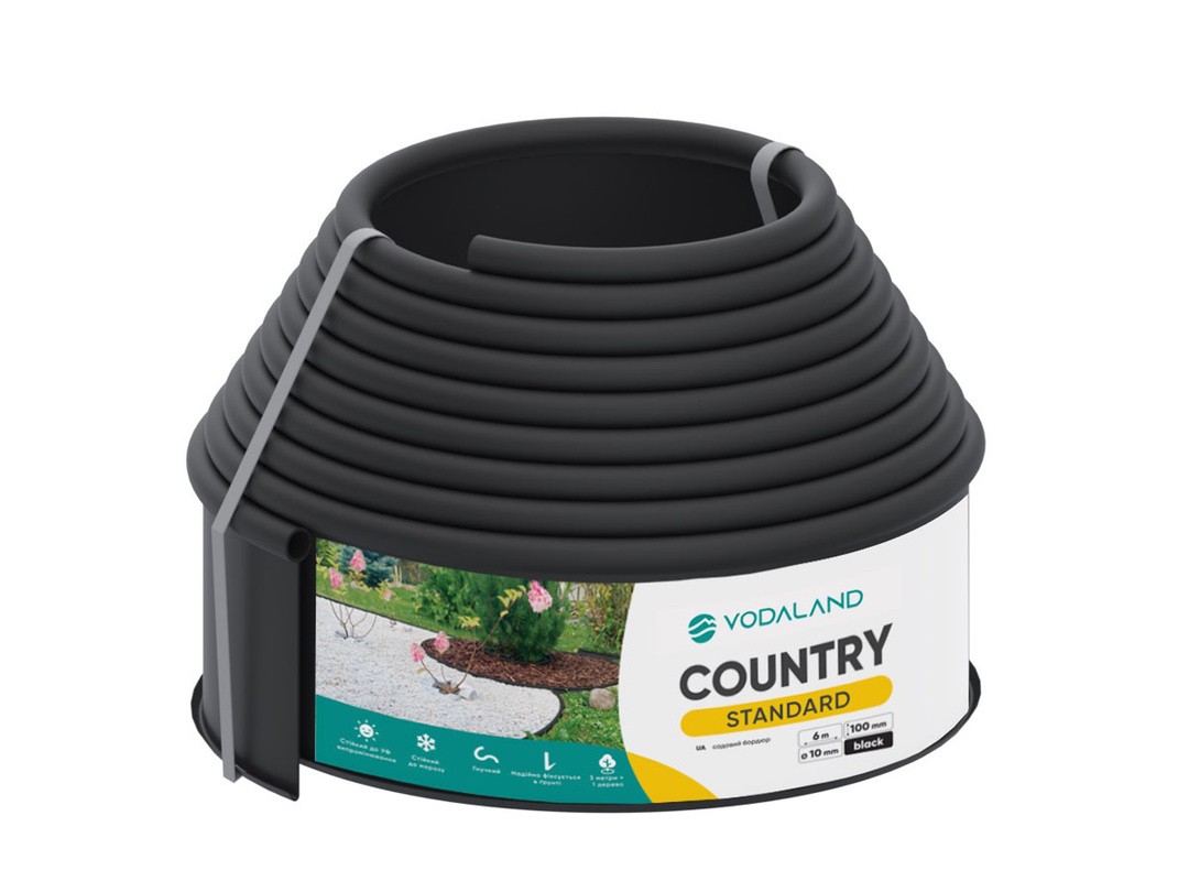 VRTNA OBROBA 2PR-TERRA COUNTRYLINE IZ PP MATERIALA, H=100MM, D=6 METROV - ČRNA