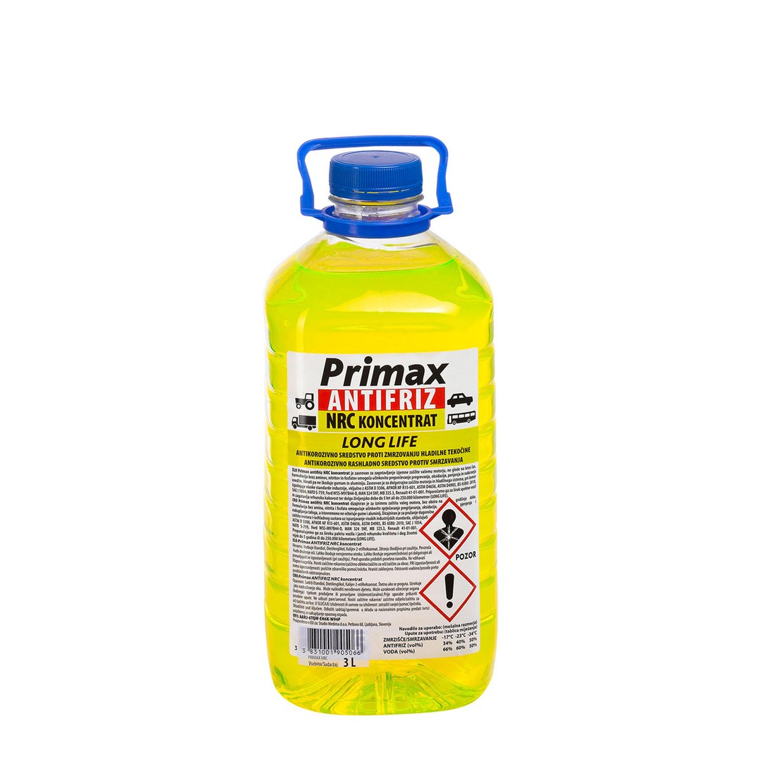 MAZIVA IN TEKOČINE PRIMAX ANTIFRIZ RUMENI NRC 3L