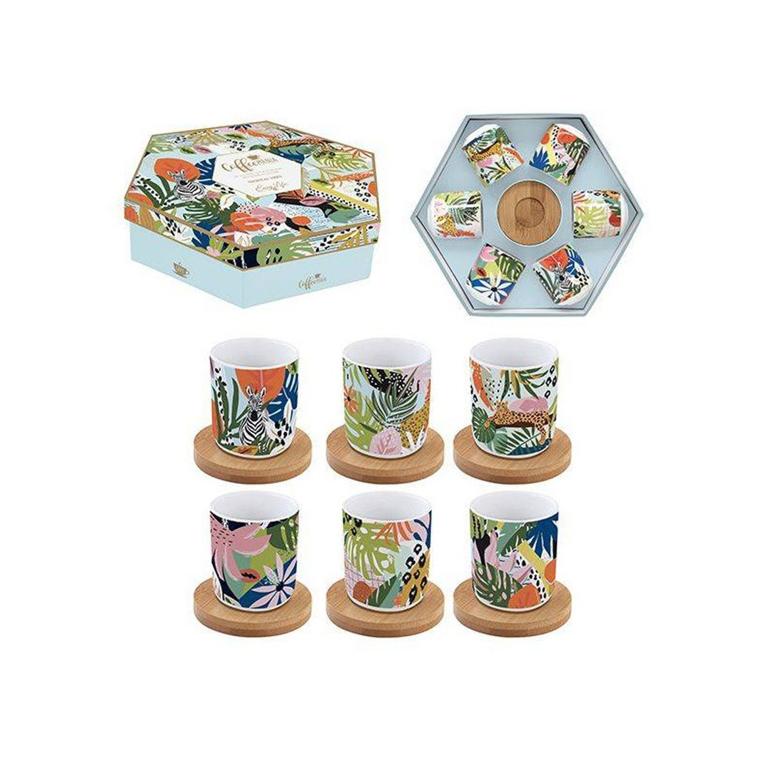 SET SKODELIC IN LONČKOV EASY LIFE 6 DELNI TROPICAL VIBES 110 ML Z LESENIM PODSTAV.